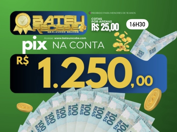 R$ 1.250,00 no PIX - LOTERIA FEDERAL 19h00